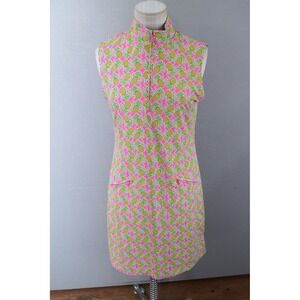 IBKUL Pineapple Print Dress Small Pink UPF 50+ Sleeveless Golf Tennis Women